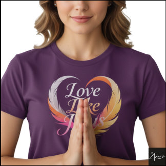 Love Like Jesus Feather Heart Script Tシャツ
