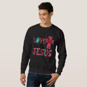 Love Like Jesus Pink Leopard Plaid Christian Valen スウェットシャツ (正面フル)