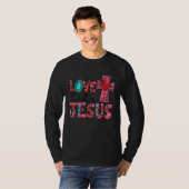 Love Like Jesus Pink Leopard Plaid Christian Valen Tシャツ (正面フル)