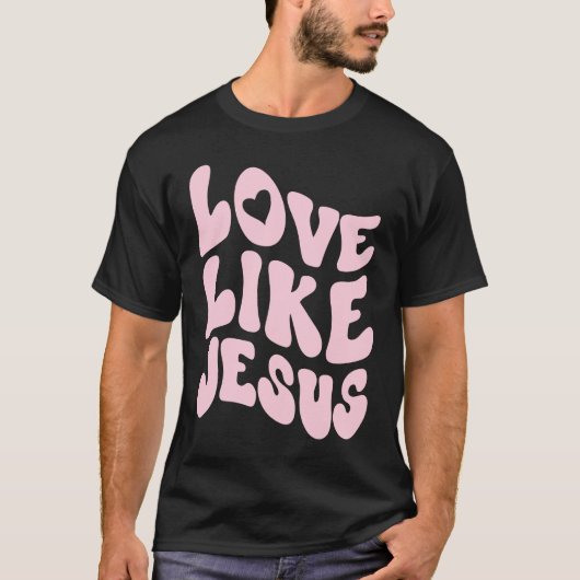 Love Like Jesus Positive Catholic Preppy Retro Chr Tシャツ (正面)
