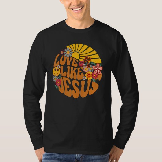 Love Like Jesus Religious God Christian Words On B Tシャツ (正面)