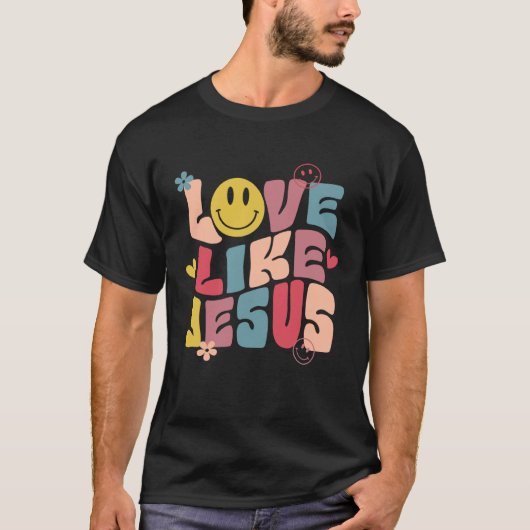 Love Like Jesus Religious God Hoodie With Words On Tシャツ (正面)