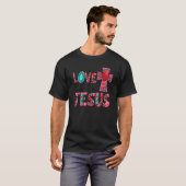 Love Like Jesus Valentines Day Christian Pink Leop Tシャツ (正面フル)