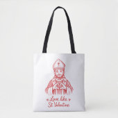 Love Like St Valentine Catholic Saint Illustration トートバッグ (正面)