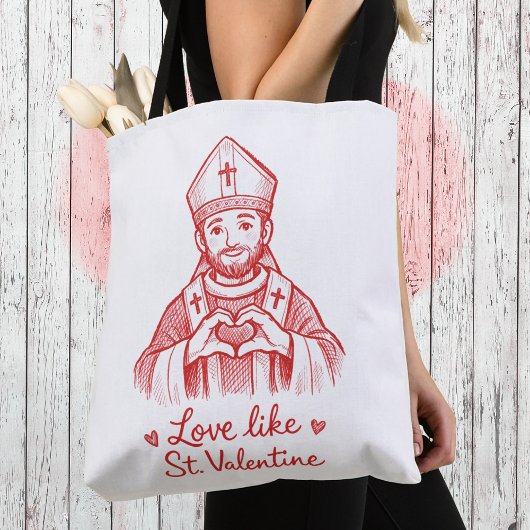 Love Like St Valentine Catholic Saint Illustration トートバッグ