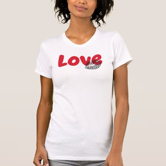 Love Lips Leopard Graphic, Valentines Day Tシャツ (正面)