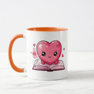 Love & Literature Mug – Cute Heart Reading Mug マグカップ