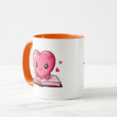 Love & Literature Mug – Cute Heart Reading Mug マグカップ (正面左)