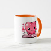 Love & Literature Mug – Cute Heart Reading Mug マグカップ (正面右)