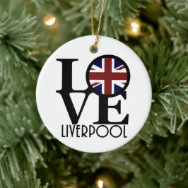 LOVE Liverpool England （イギリス国旗） セラミックオーナメント