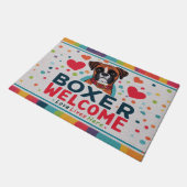 Love Lives Here - Boxer Dog Welcome ドアマット (アングル)