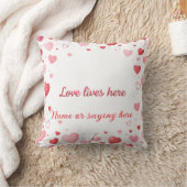 Love lives here Pink and Red hearts - Personalized クッション (ブランケット)