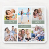 Love Lives Here Sage Green Photo Collage マウスパッド (正面)