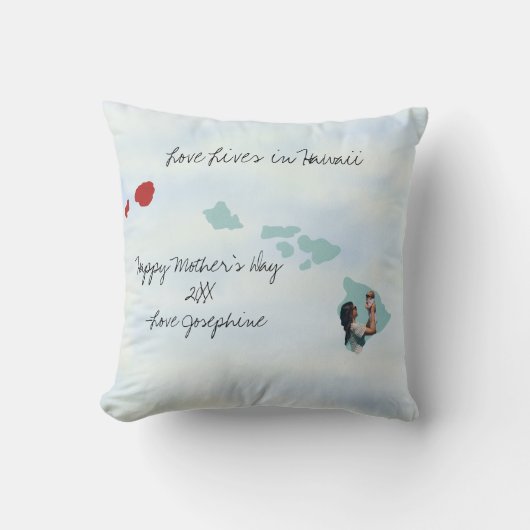 Love Lives In Hawaii州形カスタム写真 クッション (正面)