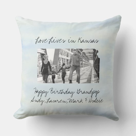 Love Lives In Kansas州形のカスタム写真 クッション (正面)
