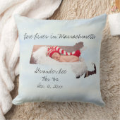 Love Lives In Massachusetts州の形をした写真 クッション (ブランケット)