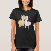 Love Llama Couples Hearts Retro Groovy 70s Valenti Tシャツ (正面)