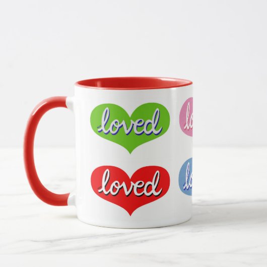 LOVE LOVED - Adored – カラーの愛ハート マグカップ (左)