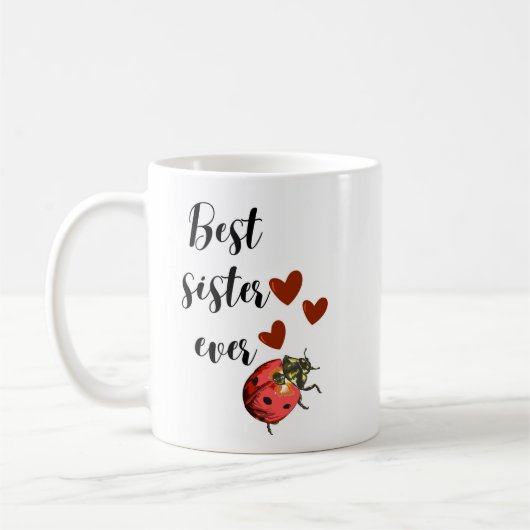 Love & Luck: Cute Ladybug Mug for Your Sister コーヒーマグカップ (左)