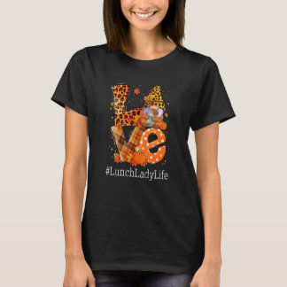 LOVE Lunch Lady Life Gnome Leopard Pumpkin Fall Th Tシャツ