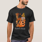 LOVE Lunch Lady Life Gnome Leopard Pumpkin Fall Th Tシャツ (正面)