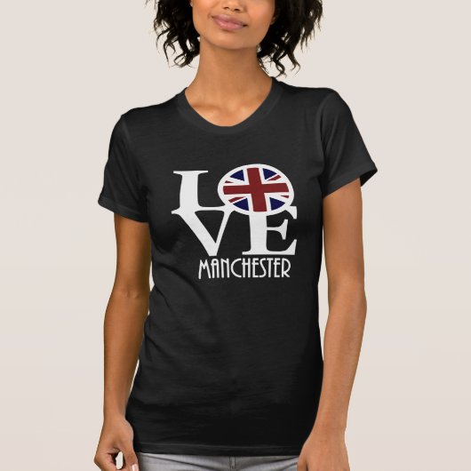 LOVE Manchester England (ホワイト文字) Tシャツ (正面)