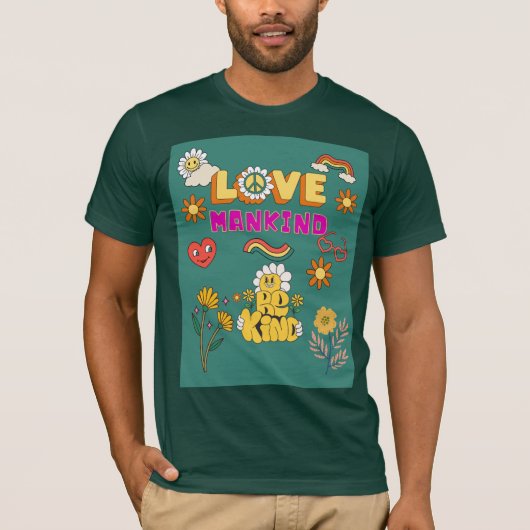 Love Mankind Be Kind Tee – ポジティブなメッセージ Tシャツ (正面)