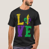 LOVE Mardi Gras Fleur De Lys Mardi Gras Parade New Tシャツ (正面)