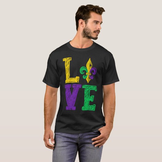 LOVE Mardi Gras Fleur De Lys Mardi Gras Parade New Tシャツ (正面フル)