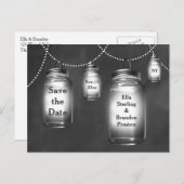 Love Mason Jars on Chalkboard日付を保存 案内ポストカード (正面/裏面)