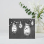 Love Mason Jars on Chalkboard日付を保存 案内ポストカード (スタンド正面)