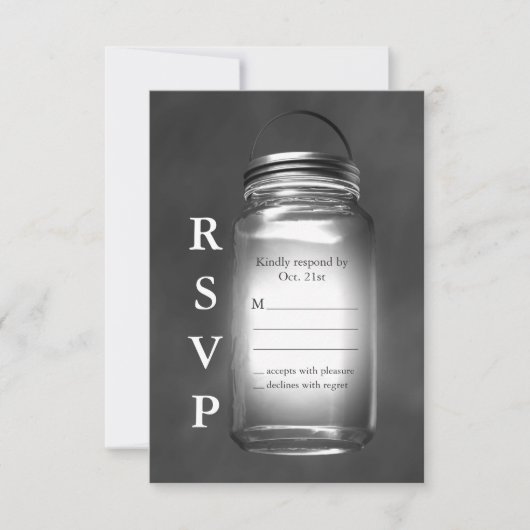 Love Mason Jars on Chalkboard RSVP (正面)