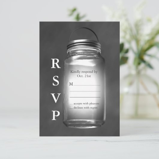 Love Mason Jars on Chalkboard RSVP (スタンド正面)