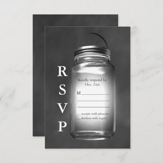 Love Mason Jars on Chalkboard RSVP (正面/裏面)