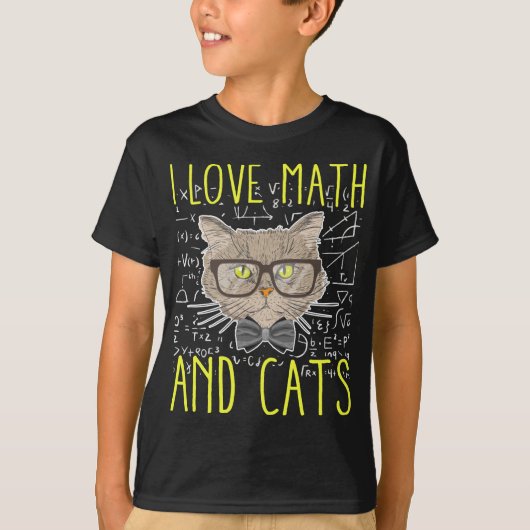 Love Math and Cats数学者おたく Tシャツ (正面)