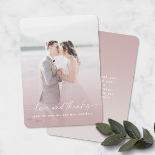 Love & Mauveの感謝してい写真オ結婚ーバーレイ サンキューカード