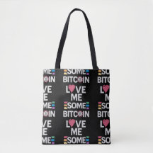 "Love me Some Bitcoin"ブラックトートバッグ