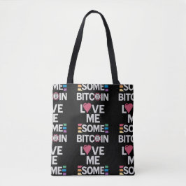 "Love me Some Bitcoin"ブラックトートバッグ トートバッグ