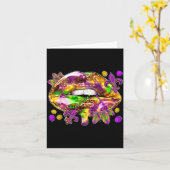 Love Men Lips Mardi Gras Carnival Fat カード (黄色い花)