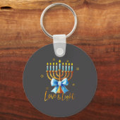 Love Menorah Chanukah Light Hanukkah Blue Coquette キーホルダー (正面)