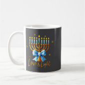 Love Menorah Chanukah Light Hanukkah Blue Coquette コーヒーマグカップ (左)