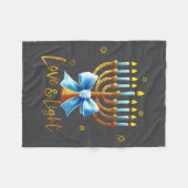 Love Menorah Chanukah Light Hanukkah Blue Coquette フリースブランケット (正面(横))