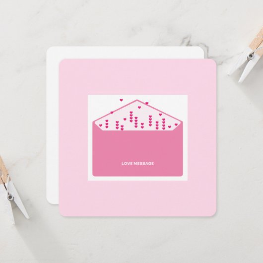 Love Message Pink Hearts Minimalist Cute Funny   (正面/裏面インサイチュ)