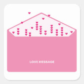 Love Message Pink Hearts Minimalist Cute Funny   スクエアシール (正面)