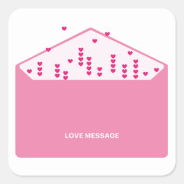 Love Message Pink Hearts Minimalist Cute Funny   スクエアシール