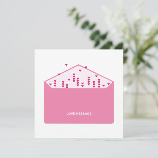 Love Message Pink Hearts Minimalist Cute Funny   招待状 (スタンド正面)