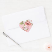 Love Message with Pink Flowers Custom ハートシール (封筒)