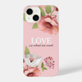 Love Message with Pink Flowers Custom iPhoneケース (裏面)
