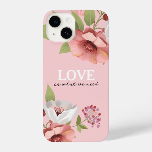 Love Message with Pink Flowers Custom iPhoneケース (裏面)