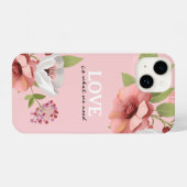Love Message with Pink Flowers Custom iPhoneケース (裏面横)